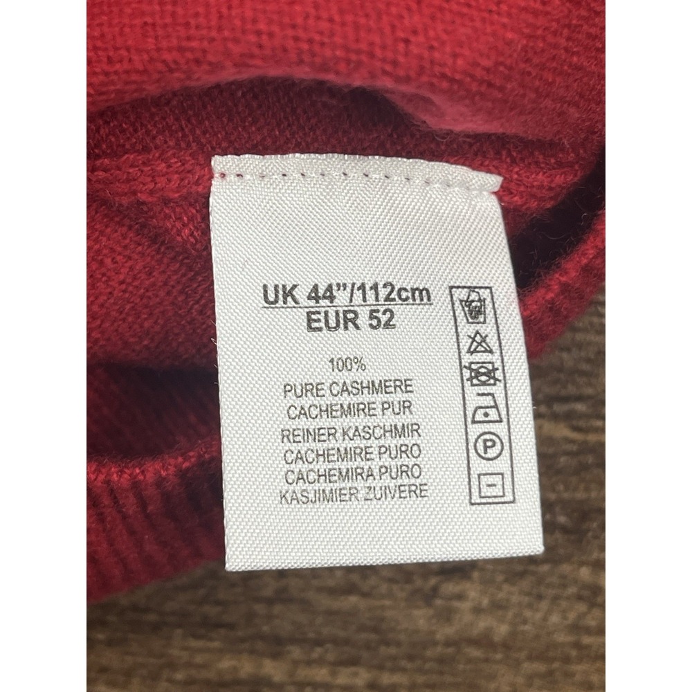 Alan Paine England Sweater Sz Large Red 100% Cashmere Knit V-Neck UK 44 / EU 52 - Picture 3 of 10